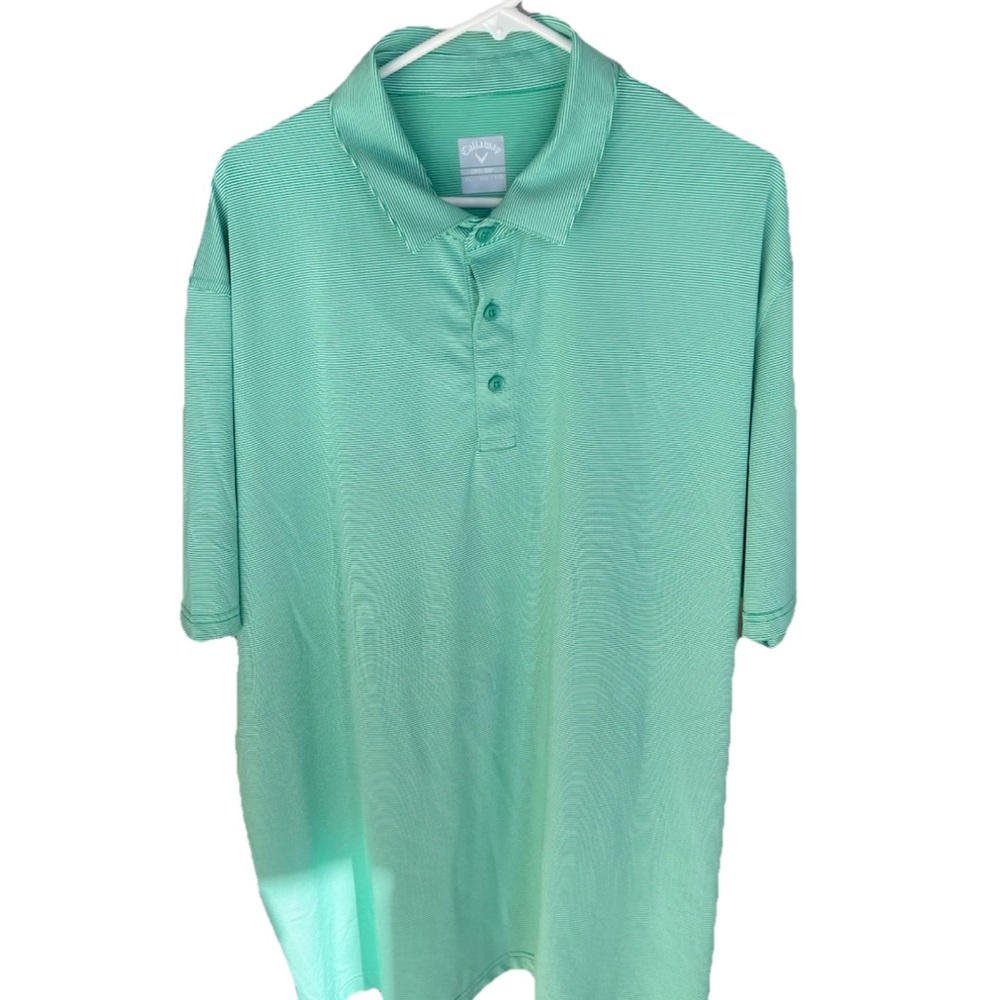 Callaway Opti-Dri Mens Golf Polo Shirt XL Green Stripes Stretch Short Sleve